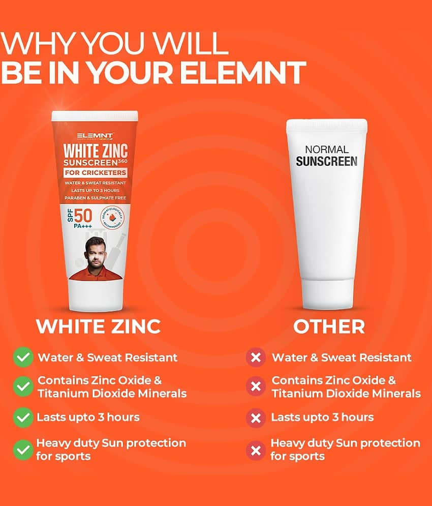 Elemnt Sports Science SPF 50 Sunscreen Cream For All Skin Type ( Pack of 1 ) view 2