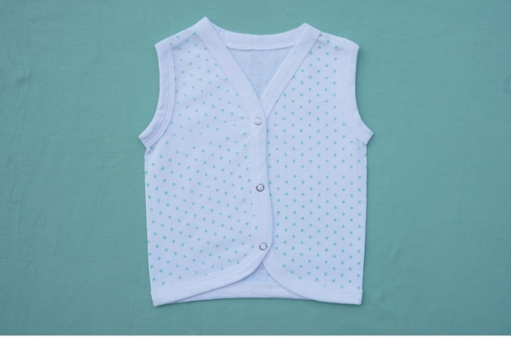Baby Knitted Printed Jhabla with Press Button view 2