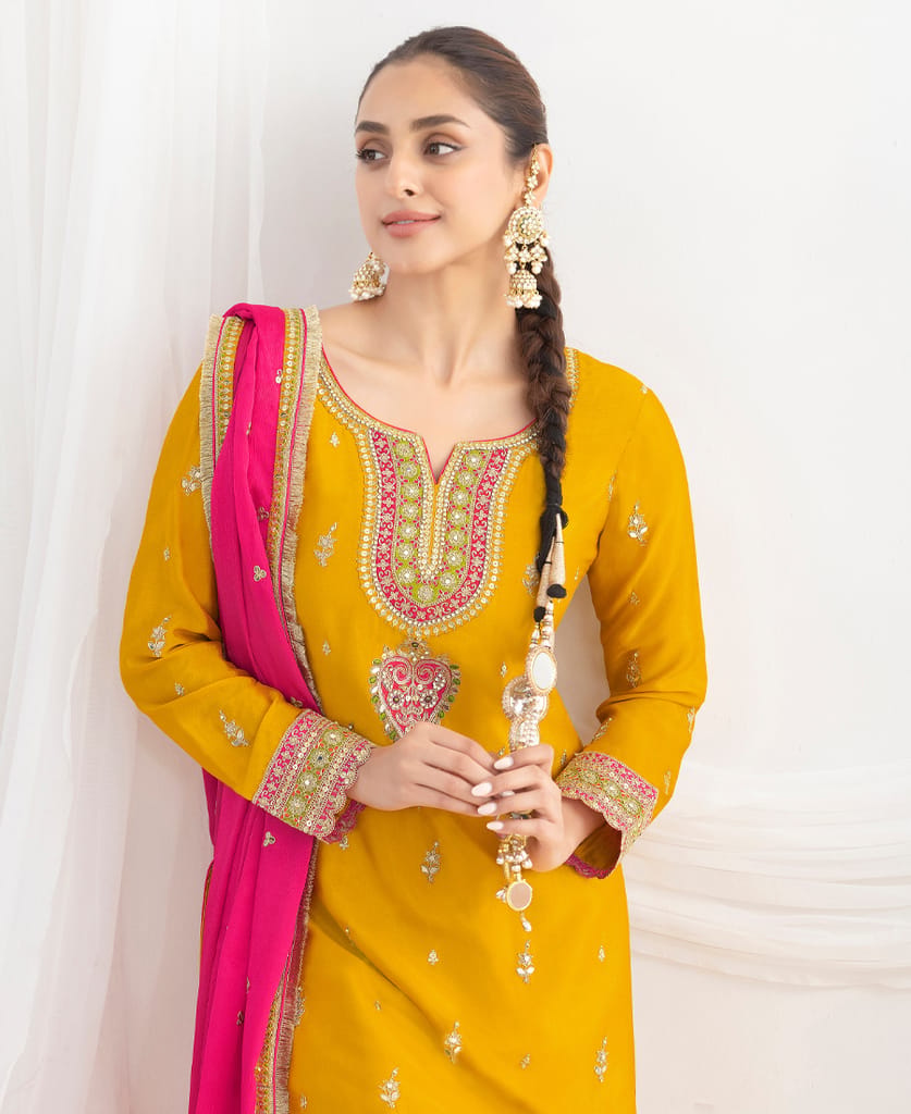 Latest Pink Farshi Suit Set for Women with Contrast Dupatta Ethnic Wear view 2