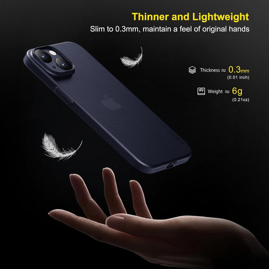 Memumi Ultra Slim 0.3mm Back Cover Case for Apple iPhone 15 (6.1") - Blue view 2