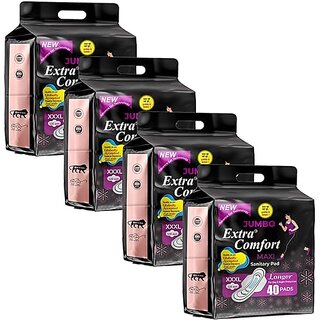jumbo Extra Comfort Maxi | New Of Advance Gel Technology Overnight Protection Sanitary Pads Bamboo Duvet Cover (160 Piece) (PACK OF 4)