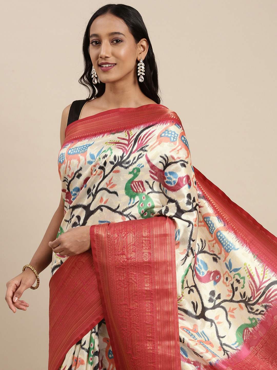 Yavira silk Women's Multi Printed Silk Blend Saree view 2