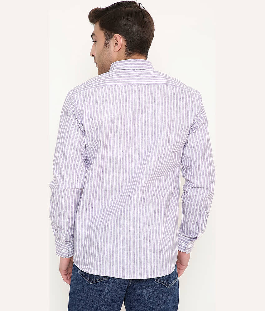Maharaja Cotton Blend Slim Fit Full Sleeves Men's Formal Shirt - Purple ( Pack of 1 ) view 2