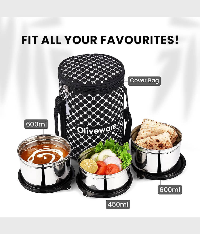 Oliveware Savor Stainless Steel Lunch Box 3 - Container ( Pack of 1 ) view 2
