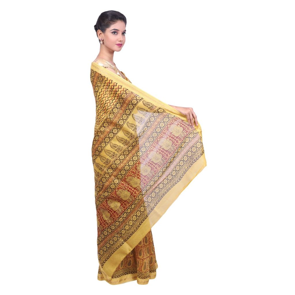 HANDLOOM MAHESHWRI PRINTED SAREE WITH BLOUSE (SKU - 1SCB01121120 SAREE- 112) view 2