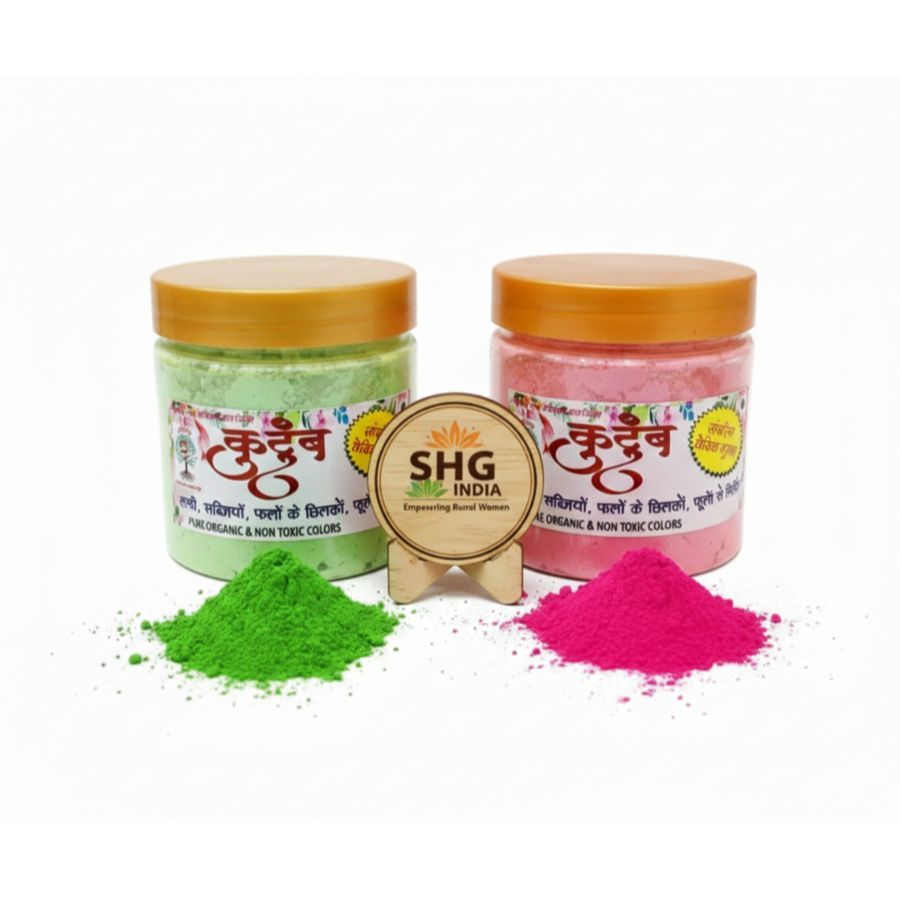 HERBAL HOLI ORGANIC GULAL PACK OF 2 GREEN AND PINK (400GM)-FREE 50 GM PACK view 2