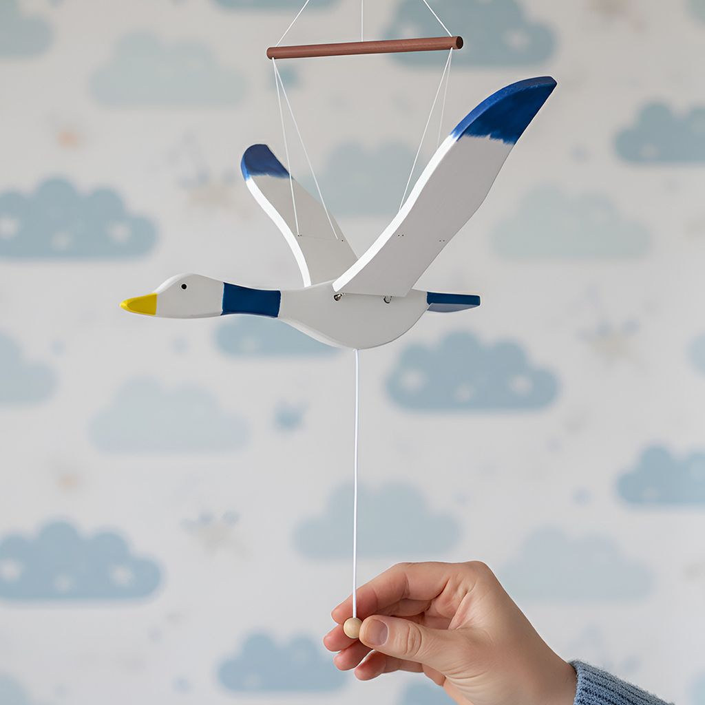 Hanging Wooden Bird | Wooden Bird Hanging | Wooden Bird Hanging Decoration | Hanging Bird Mobile | Flying Bird Mobile | Flapping Bird Mobile | Swallow Mobile | Bird Crib Mobile | Wooden Seagull Mobile view 2