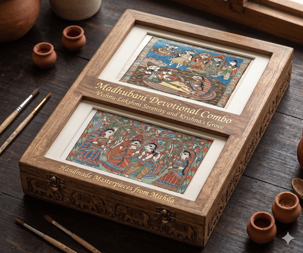 Combo of Madhubani Painting: Traditional Indian Art of Love & Nature