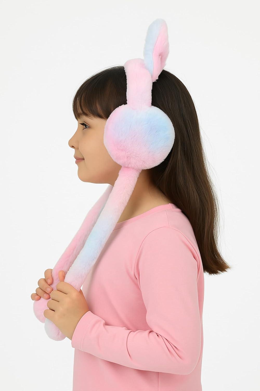 Ear Muffs for Winter | Moving Rabbit Ears Cute Bunny Multicolor Earmuffs for Girls, Boys, Women view 2