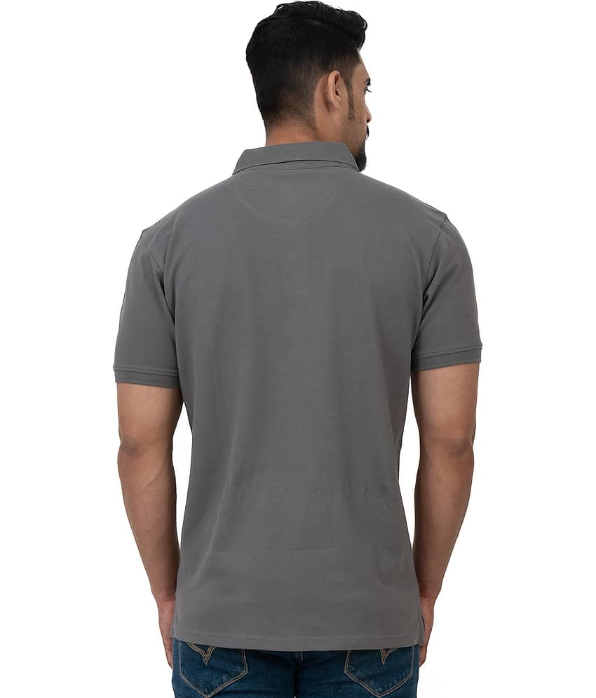 Cotstyle Pack of 1 Cotton Blend Regular Fit Solid Half Sleeves Men's Polo T Shirt ( Grey ) view 2