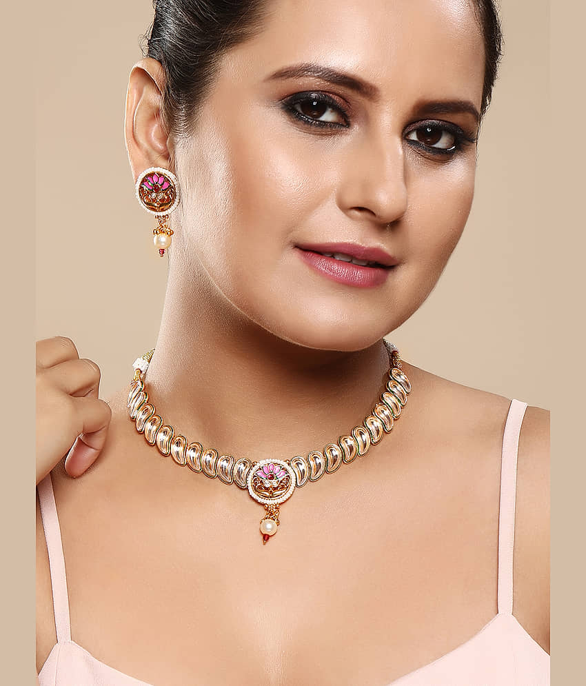 Asmitta Jewellery Golden Brass Necklace Set ( Pack of 1 ) view 2