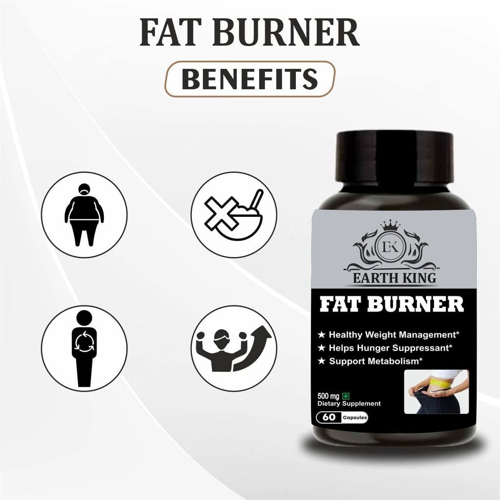 EARTH KING Fat Burner Capsule Helps in Hunger Suppressant, Fat Loss & Weight Loss Supplement for Men & Women � 500mg 60 Capsules (Pack of 2) view 2