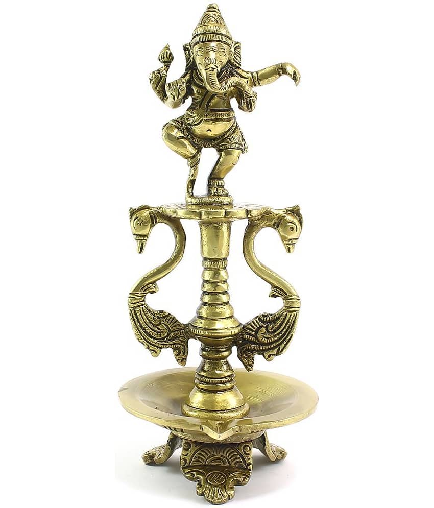eCraftIndia Antique Gold-Toned Lord Ganesha Decorative Diya Showpiece view 2