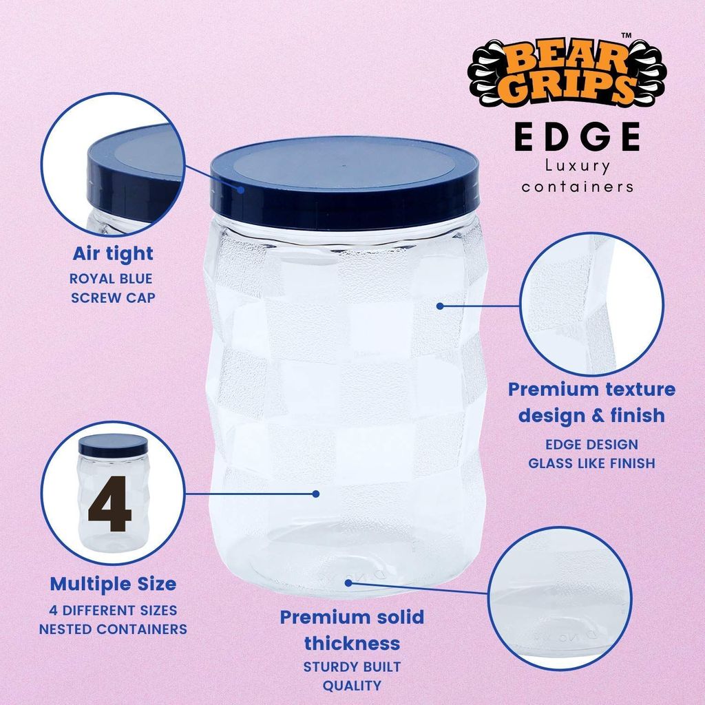 BEAR GRIPS luxury 14 set kitchen airtight BPA free containers/jars sets with 1.5 litre Milk jug and 1 liter Oil pourer combo view 2
