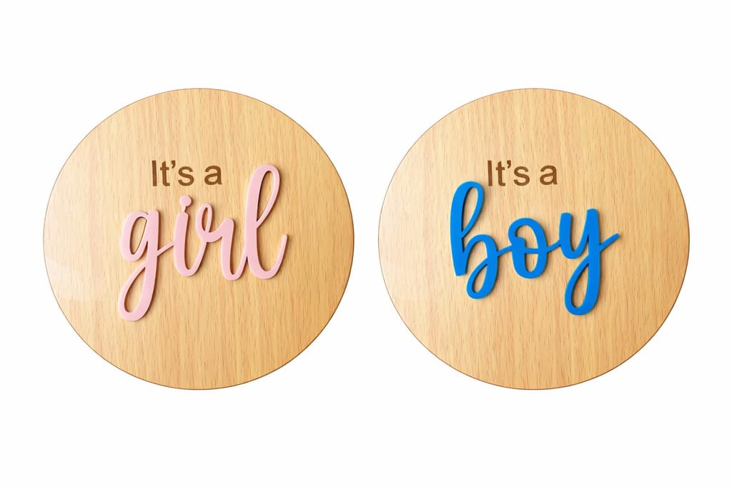 The Baby First Box It's a Girl/It's a Boy Double-Sided Newborn Photo Prop | Baby Milestone Birth Announcement Sign | Newborn Photography Prop | Baby Shower Gift