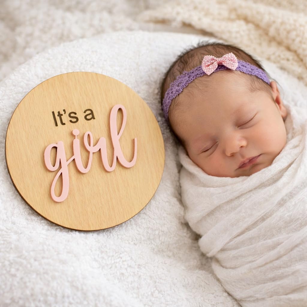 The Baby First Box It's a Girl/It's a Boy Double-Sided Newborn Photo Prop | Baby Milestone Birth Announcement Sign | Newborn Photography Prop | Baby Shower Gift view 2