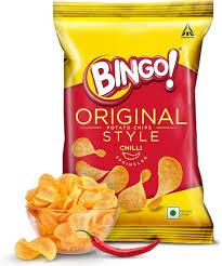 Bingo Flat Cut Spicy Potato Chips - Original Style Chilli Sprinkled, Pack For Snacks, 45 G