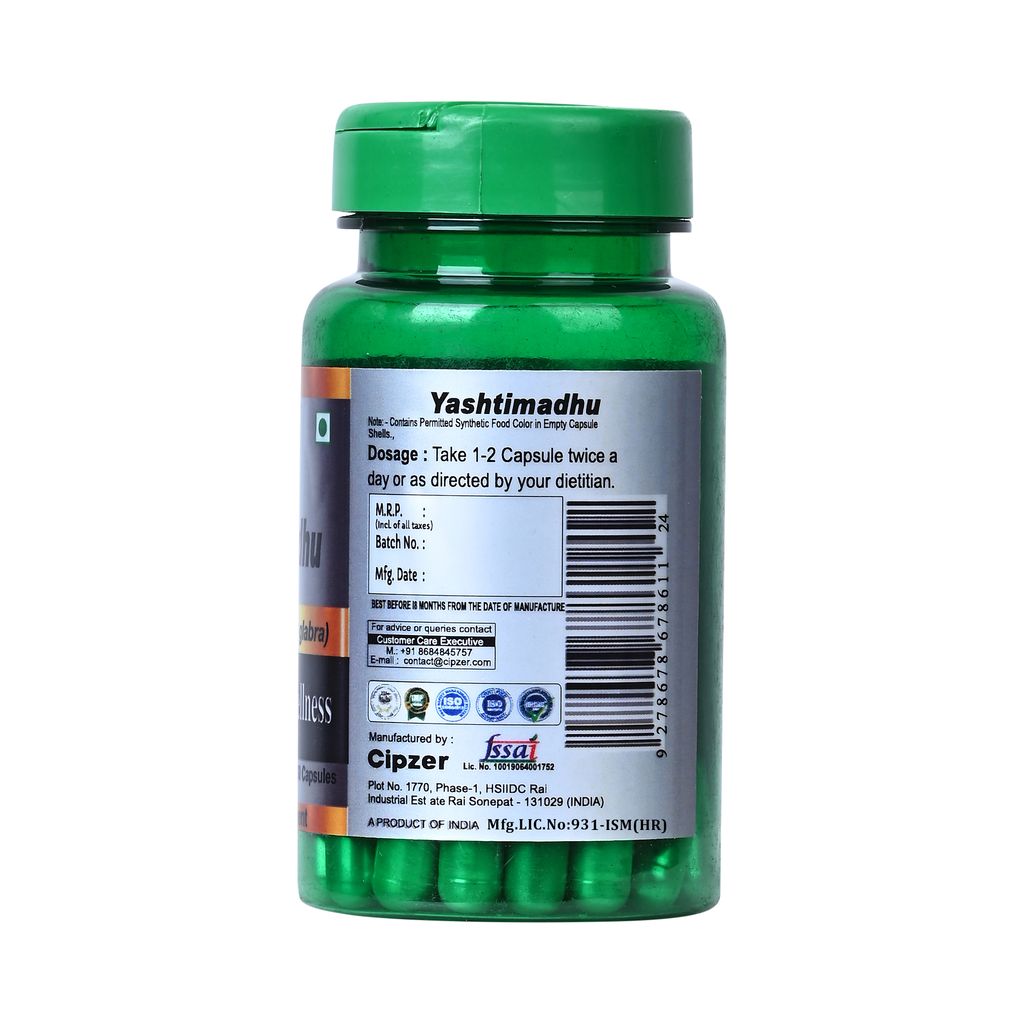 Cipzer Yashtimadhu (60 Capsules): Optimal Digestive Comfort, Respiratory Clarity, and Adrenal Support view 2