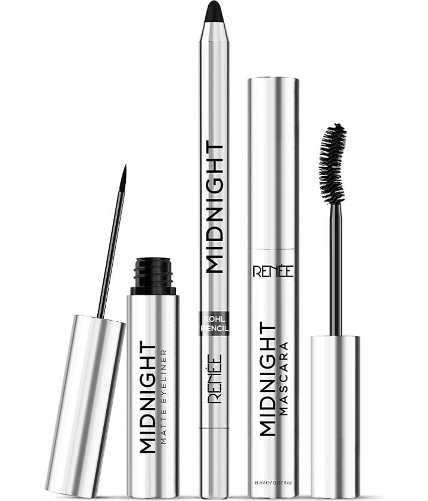 RENEE Midnight Combo, Kajal + Eyeliner + Mascara, Long Lasting, Smudge-Proof, Pack of 3 view 2