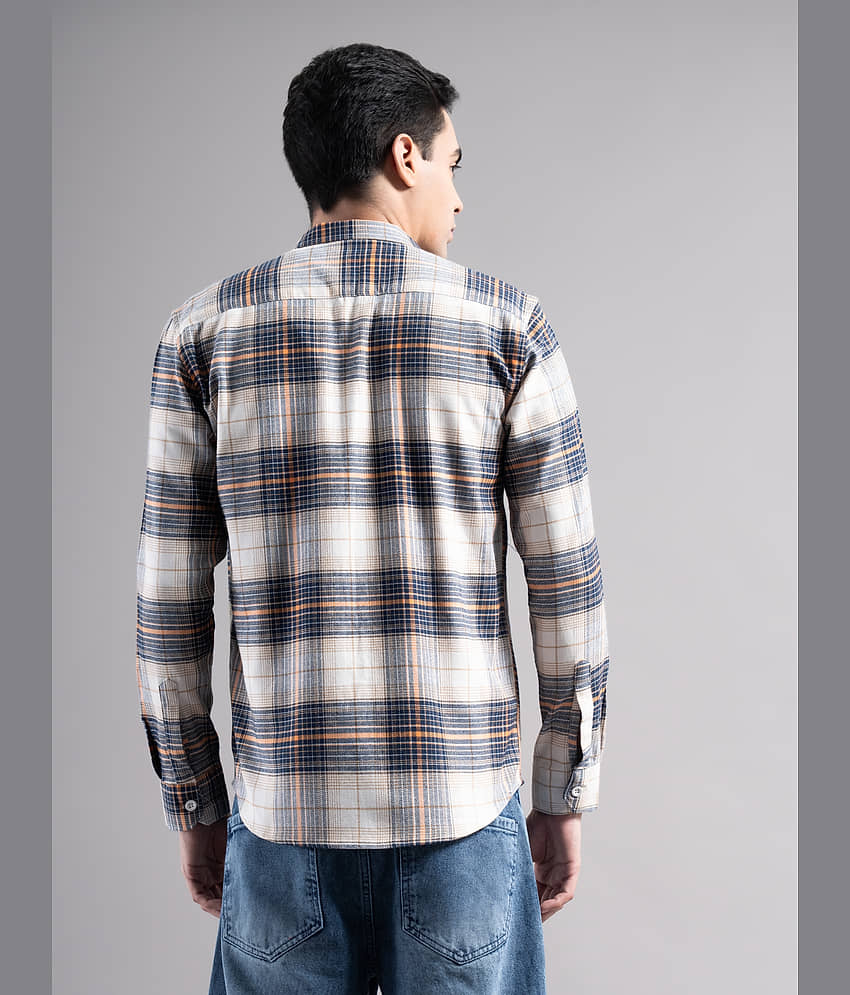 Paul Street 100% Cotton Regular Fit Checks Full Sleeves Men's Casual Shirt - White ( Pack of 1 ) view 2