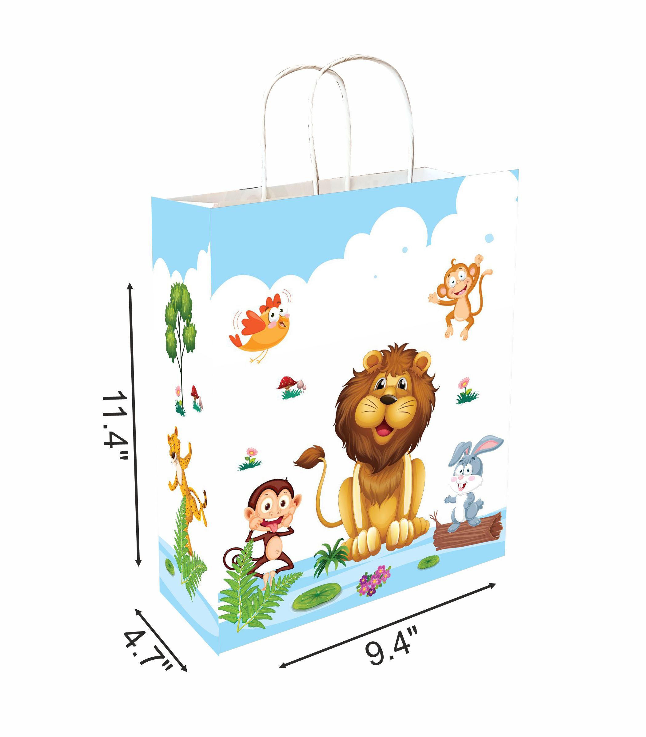 Jungle Theme Printed Paper Gift Bags, Notepads & Thank You Cards Combo - 36 Piece Set, Ideal for Kids Birthday Gifts, Return Gifts, Special Occasion Gifting (12 Units of Each Item) view 2