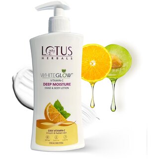 Lotus Herbals Whiteglow Vitamin C Deep Moisture Hand Body Lotion Moisturises And Brightens, 400Ml