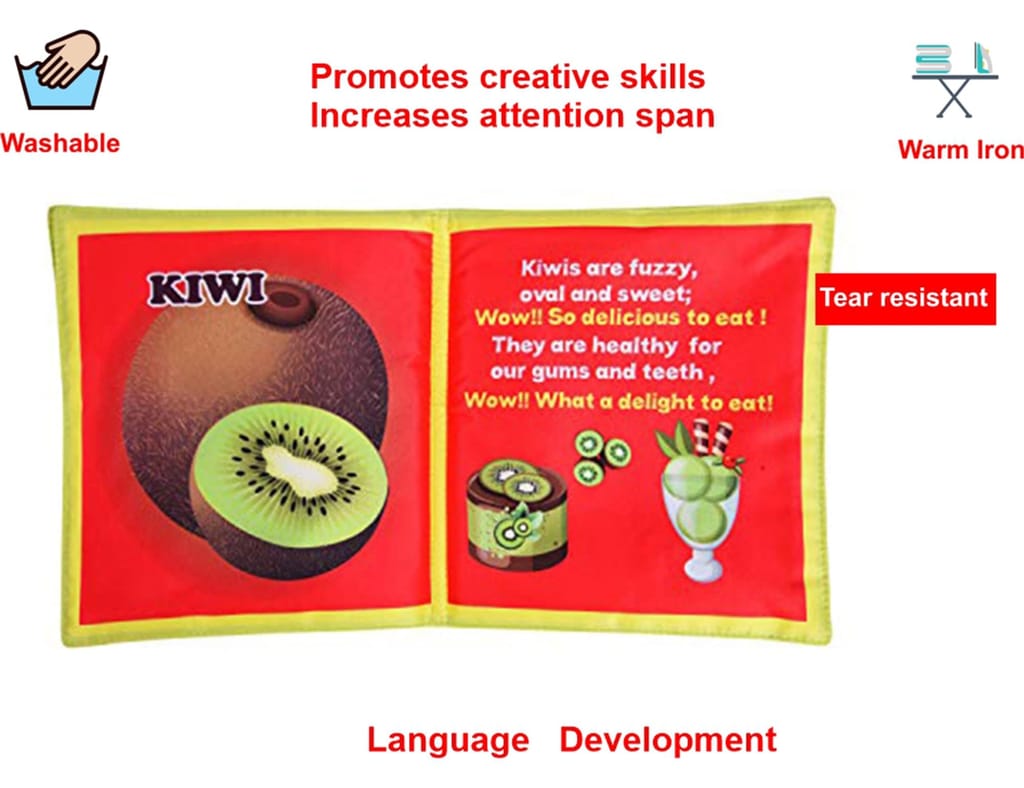 Skyculture� - Fruits Soft Cloth Book for Babies, Baby Learning Book, Early Education Toy, Gift for Babies Infants Toddlers - English Language - (Part II) view 2