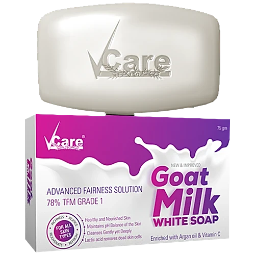Vcare Goat Milk White Soap - Enriched With Argan Oil & Vitamin C, For Glowing Skin, 75 g