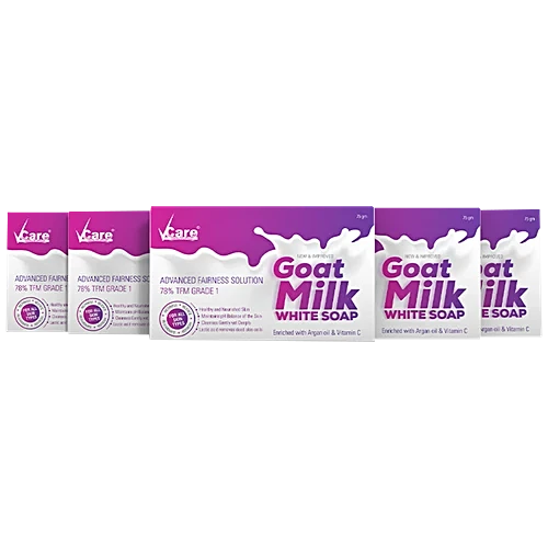Vcare Goat Milk White Soap - Enriched With Argan Oil & Vitamin C, For Glowing Skin, 75 g view 2
