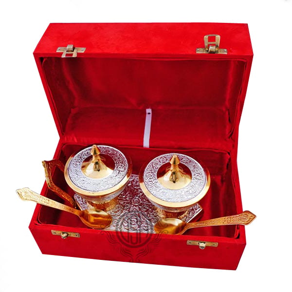 Silver and Gold Plated Table Decor Trolley Set Mouth Freshener Best for Gifting, Return Gift, Diwali, New Year view 2