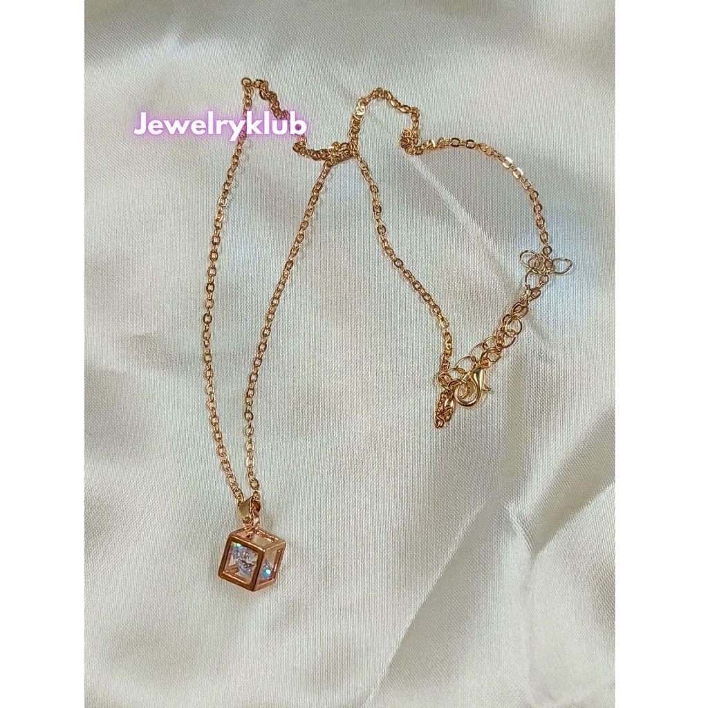 Jewelryklub AD Cubic Zirconia Pendant Necklace Chain For Women Girls Anti Tarnish Stainless Steel Rose Gold Design 10 view 2