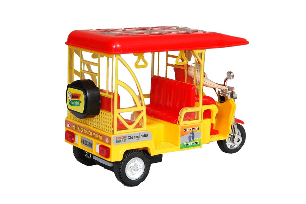 Toyz Zone Plastic Pull Back Action E-Rickshaw with 1 Small Car Free(Multicolour) view 2