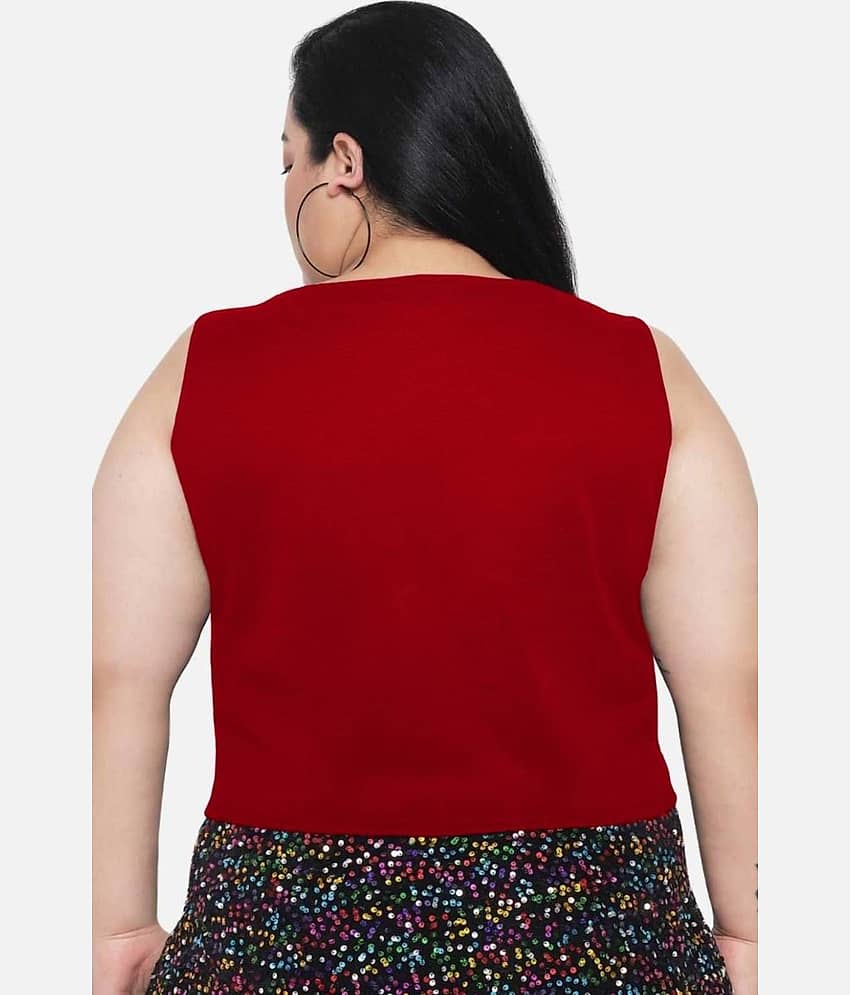 kotty Women's Viscose Crop Top ( Red ) view 2
