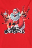 Ninos Dreams Cotton Unisex Christmas Tshirt Full Sleeves with 2 Reindeer Santa Printed-Red view 2