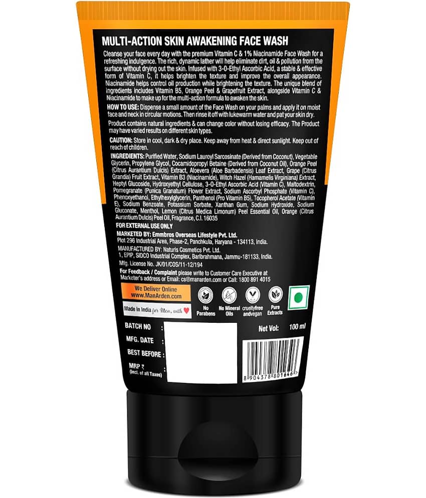 Man Arden Daily Multi-Action Skin Awakening & Brightening Face Wash | With Power Duo Vitamin C + Niacinamide, 100 ml view 2