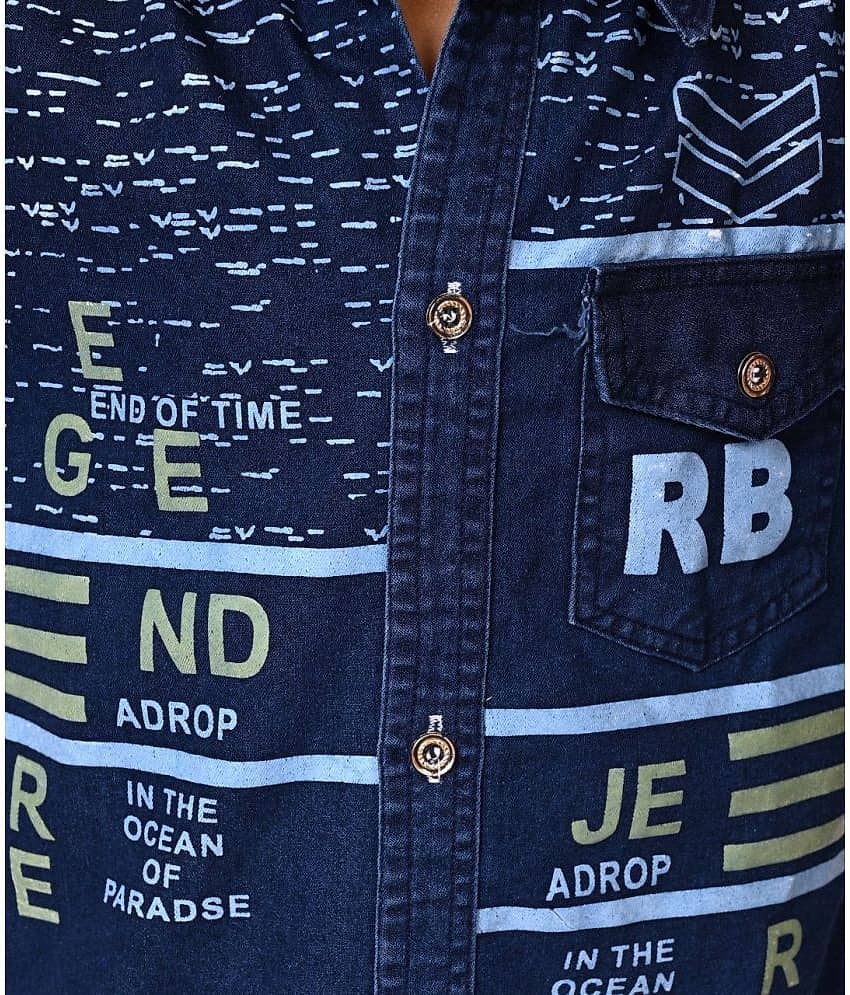 New Collection Pack of 1 Boys Denim Shirt & Pants Set ( Blue ) view 2