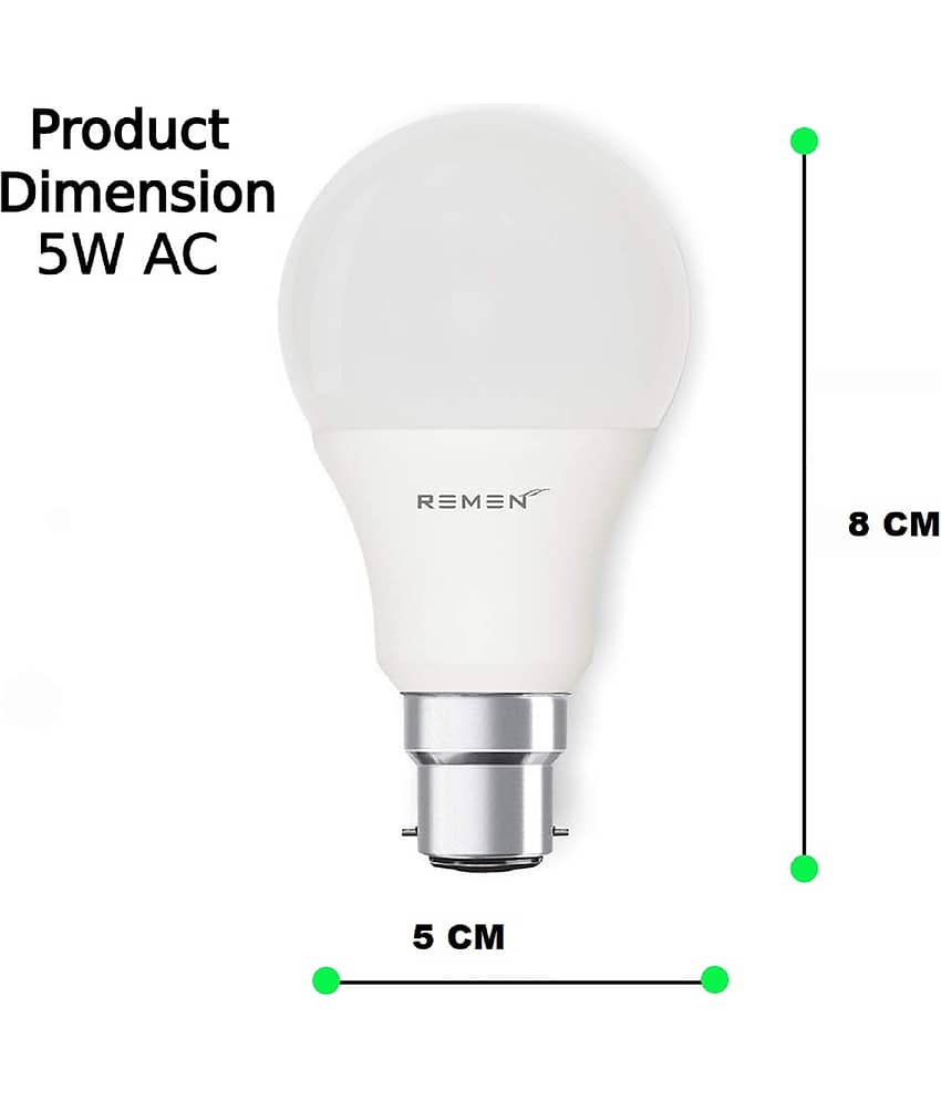 Remen Led Lites - 5W Cool Day Light LED Bulb ( Pack of 5 ) view 2