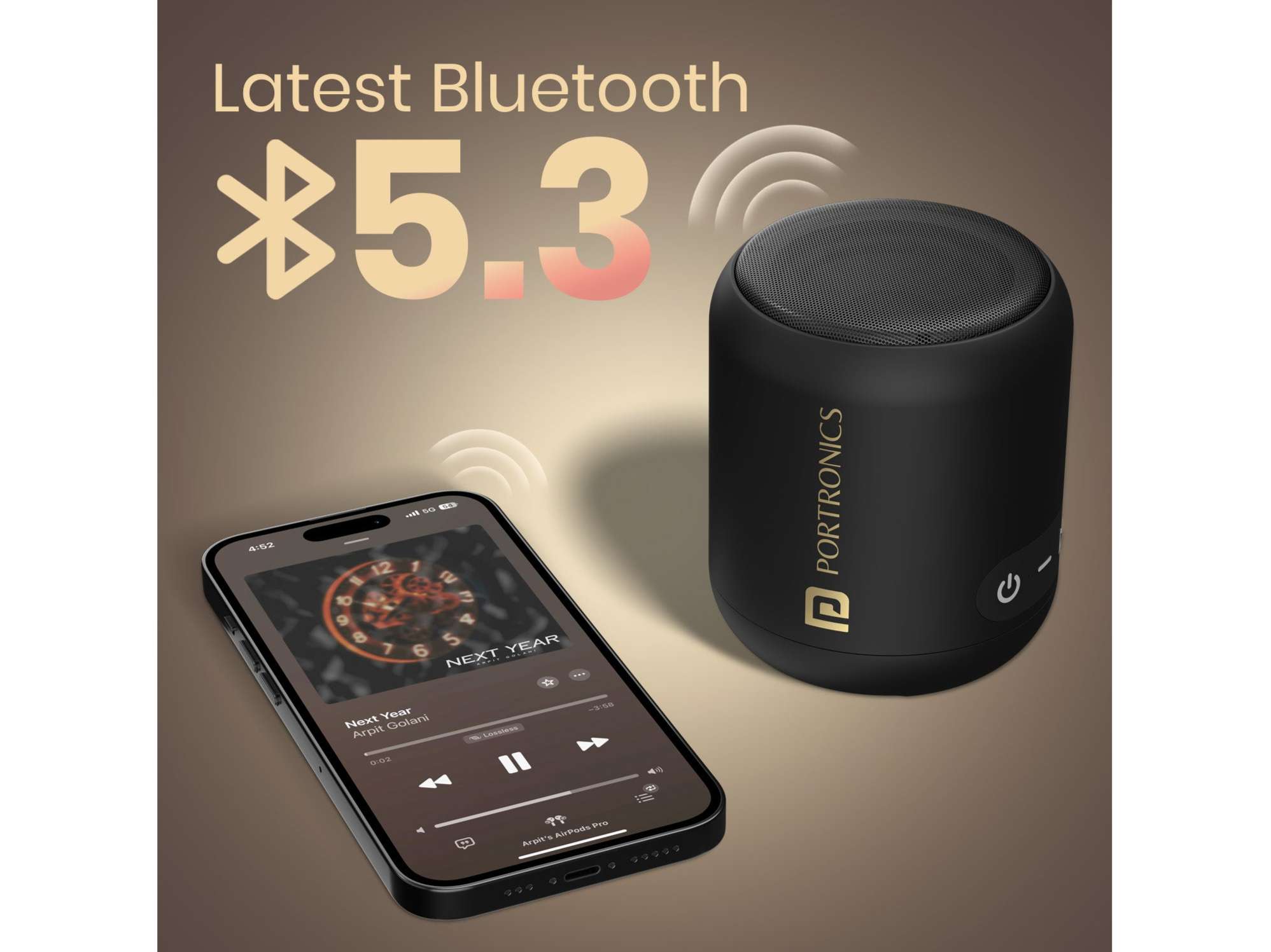 Portronics SoundDrum 1 12W TWS Portable Bluetooth Speaker with Powerful Bass, Bluetooth 5.3V, 360 Surround Sound, USB Drive in, Type C Fast Charging - Black view 2