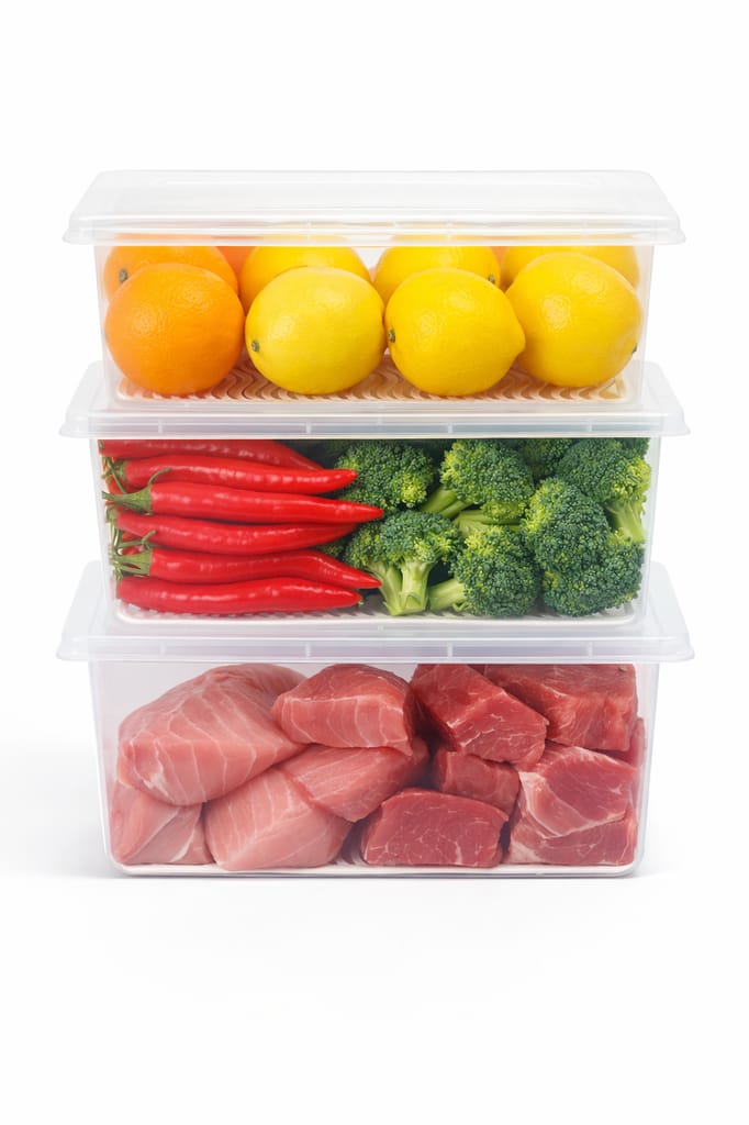 Premium 1500ml Fridge Storage Containers Set of 3 with Lid | Stackable Food Storage Boxes for Fruits, Vegetables & Meat | BPA-Free, Leakproof & Space-Saving Kitchen Organizer