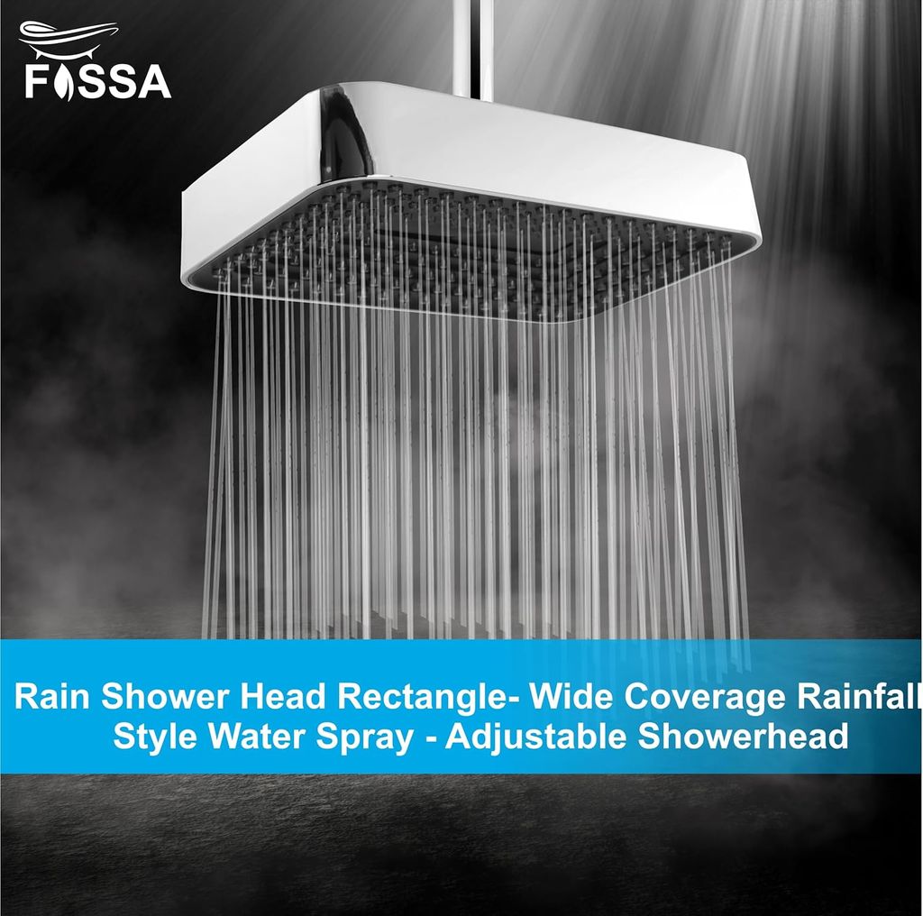 Fossa Rubbic 9x6 nch rectangular ABS overhead shower With Arm (9" With Arm) view 2