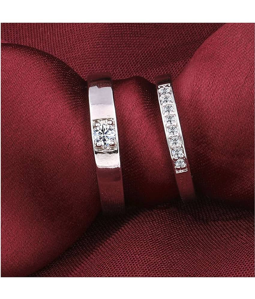 Silverplated Designer His and Her Adjustable proposal couple ring For Men And Women Jewellery view 2