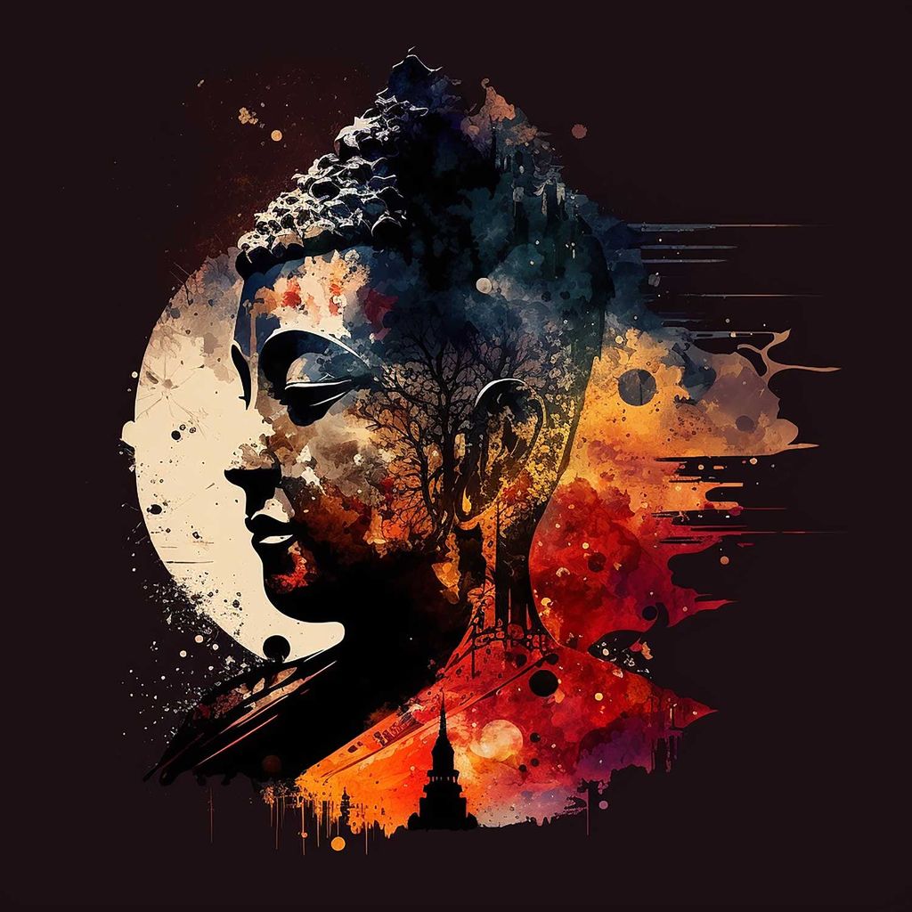 LORD BUDDHA WALLART 24in X 24in WITH BLACK FRAME view 2