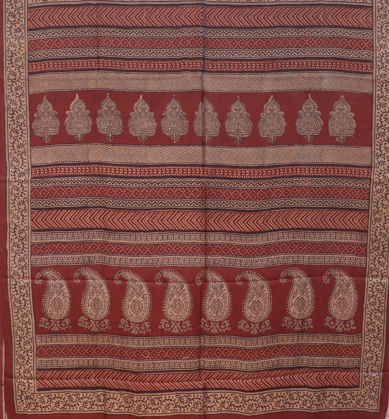 Hand Block Printed Bagh Kosa Silk Saree view 2