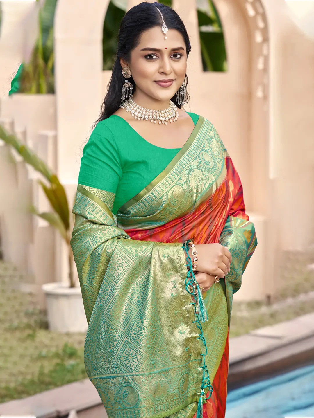 Peach Silk Saree view 2