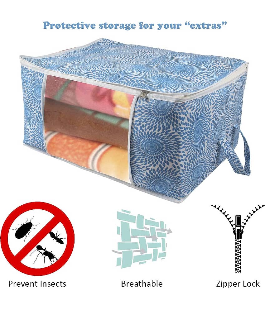 Prettykrafts Underbed Storage Bag, Storage Organizer, Blanket Cover with Side Handles (Set of 2 pcs) view 2