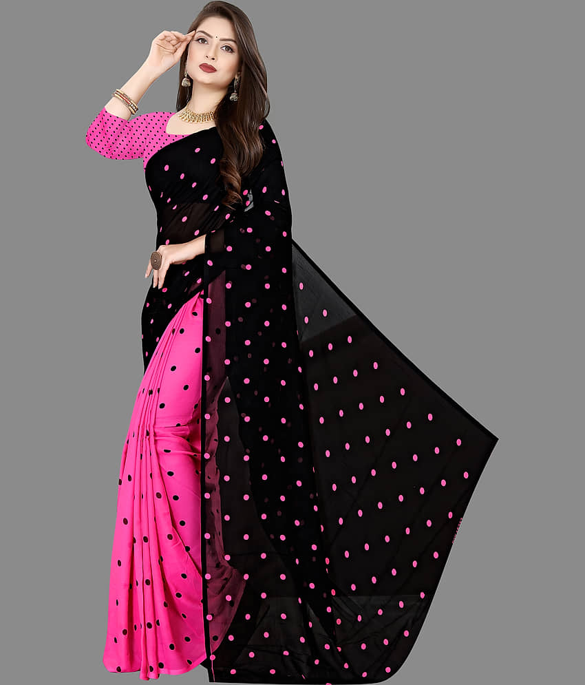 ANAND SAREES Georgette Printed Saree With Unstitched Blouse Piece ( Red ) view 2
