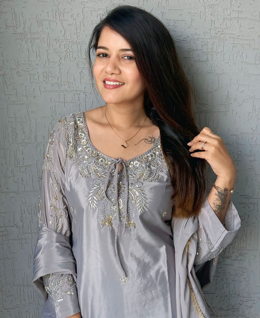 Pink Farshi Salwar Suit for Women Hand Embroidery Work view 2