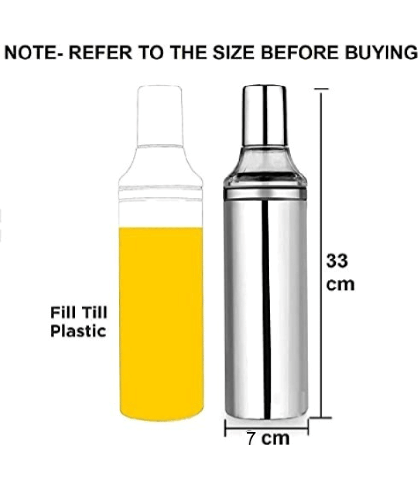 STEEPLE Oil Dispenser Steel Silver Oil Container ( Set of 2 ) view 2