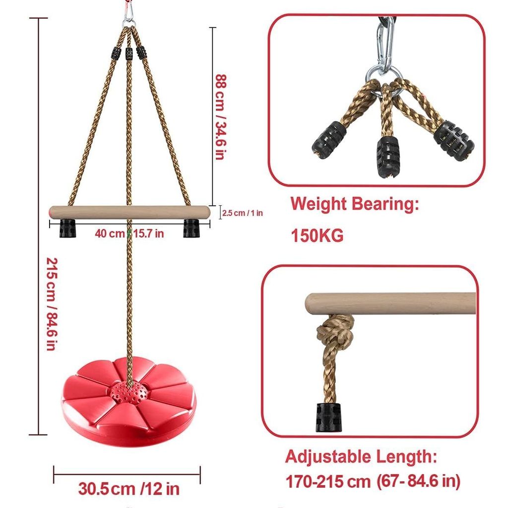 REZNOR Disc Swing for Kids, Swing Set Accessories, 7FT Height Adjustable Gym Monkey Bars, Tree Swing for Backyard view 2