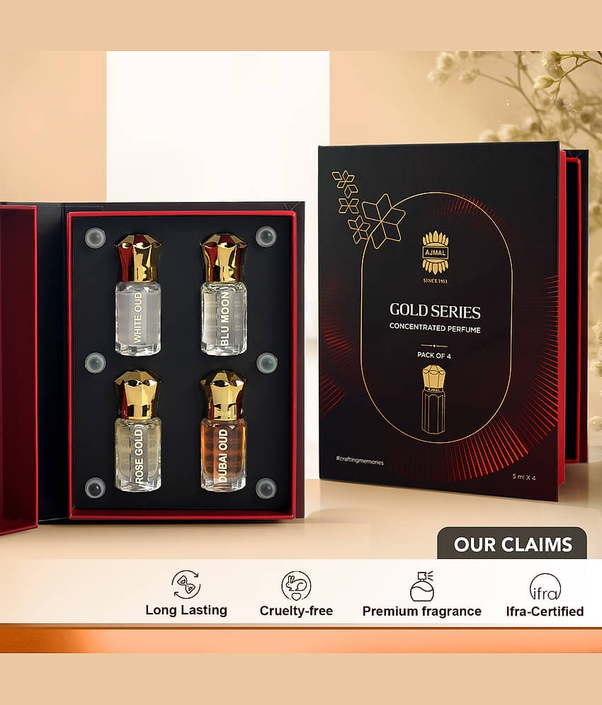 Ajmal Gold Series Concentrated Perfume Unisex Gift Set for Men & Women Pack of 4 - 5ML each view 2